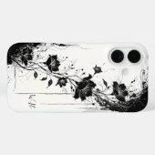 抽象芸術グランジ花白黒モノグラム Case-Mate iPhoneケース (裏面 (横))