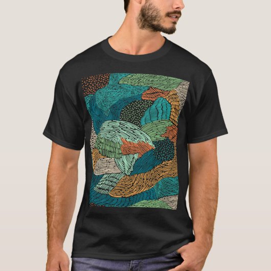 抽象芸術グランジ:シームレスパターンデザイン。 Tシャツ (正面)