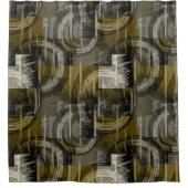 抽象芸術グランジ、モノクロブラウン シャワーカーテン (正面)