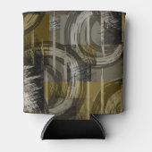 抽象芸術グランジ、モノクロブラウン 缶クーラー (正面)