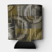 抽象芸術グランジ、モノクロブラウン 缶クーラー (裏面)