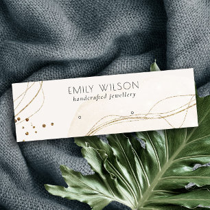 抽象芸術グリッターアイボリー金ゴールドスタッドイヤリングディスプレイ スキニー名刺