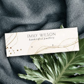 抽象芸術グリッターアイボリー金ゴールドスタッドイヤリングディスプレイ スキニー名刺