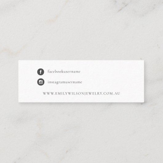 抽象芸術グリッターアイボリー金ゴールドスタッドイヤリングディスプレイ スキニー名刺 (裏面)