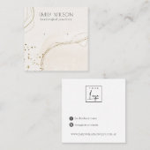 抽象芸術グリッターアイボリー金ゴールドスタッドイヤリングディスプレイ スクエア名刺 (正面/裏面)