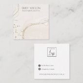 抽象芸術グリッターアイボリー金ゴールドネックレスバンドテンプレート スクエア名刺 (正面/裏面)