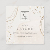 抽象芸術グリッターアイボリー金ゴールドフレンドロゴを参照 スクエア名刺 (正面)