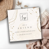 抽象芸術グリッターアイボリー金ゴールドフレンドロゴを参照 スクエア名刺