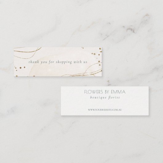 抽象芸術グリッターアイボリー金ゴールド水の色ありがとう スキニー名刺 (正面/裏面)