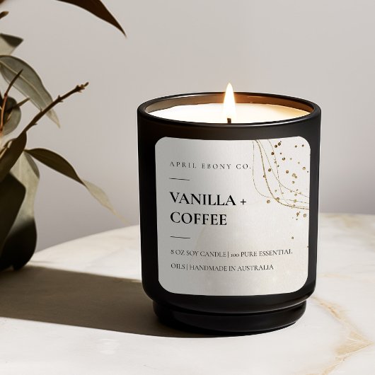 抽象芸術グリッターアイボリー金ゴールド水カラーキャンドル スクエアシール