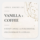 抽象芸術グリッターアイボリー金ゴールド水カラーキャンドル スクエアシール (正面)