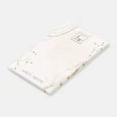 抽象芸術グリッターアイボリー金ゴールド水色ロゴ ポストイット (アングル)