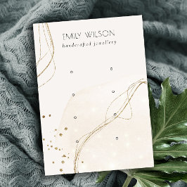 抽象芸術グリッターアイボリー金ゴールド4スタッドイヤリングディスプレイ 名刺