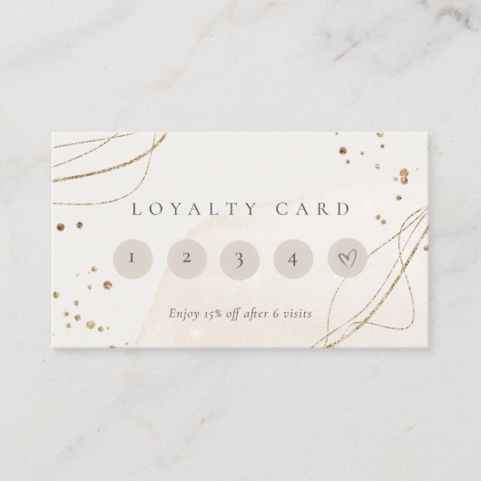 抽象芸術グリッターアイボリー金ゴールド5パンチロイヤリティ 名刺 (正面)