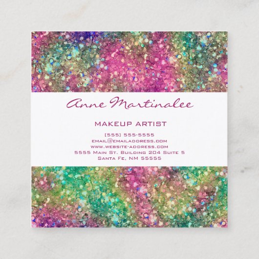 抽象芸術グリッターグリッツスクエアビジネスカード スクエア名刺 (裏面)