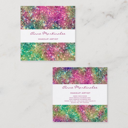 抽象芸術グリッターグリッツスクエアビジネスカード スクエア名刺 (正面/裏面)