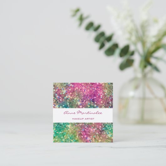 抽象芸術グリッターグリッツスクエアビジネスカード スクエア名刺 (スタンド正面)