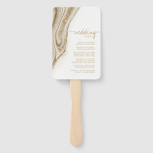 抽象芸術グリッターストラタウェディングパーティーアイボリーID903 ハンドファン (裏面)