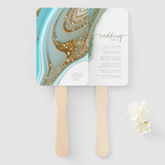 抽象芸術グリッターストラタウェディングパーティーID903 ハンドファン (正面&裏面)