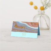 抽象芸術グリッタース結婚トラータのスカイブルーID903 プレイスカード (裏面)