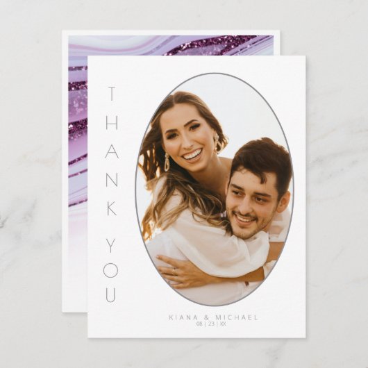 抽象芸術グリッタース結婚トラータ感謝Wt ID903 サンキューカード (正面/裏面)