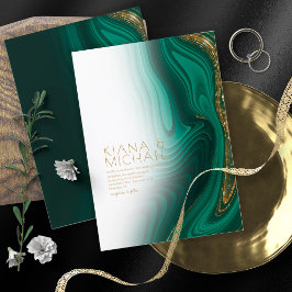 抽象芸術グリッタース結婚トラータWhtグリーンID903 招待状