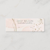 抽象芸術グリッターバラ金ゴールドスタッドイヤリングディスプレイ スキニー名刺 (正面)