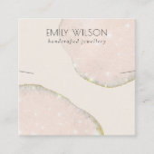 抽象芸術グリッターバラ金ゴールドネックレスバンドテンプレート スクエア名刺 (正面)