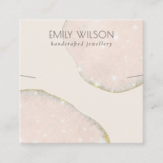 抽象芸術グリッターバラ金ゴールドネックレスバンドテンプレート スクエア名刺 (正面)