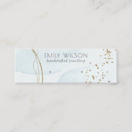 抽象芸術グリッターブルー金ゴールドスタッドイヤリングディスプレイ スキニー名刺