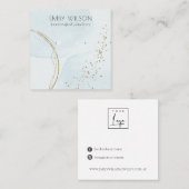 抽象芸術グリッターブルー金ゴールドスタッドイヤリングディスプレイ スクエア名刺 (正面/裏面)