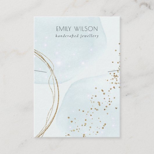 抽象芸術グリッターブルー金ゴールドネックレスバンドディスプレイ 名刺 (正面)