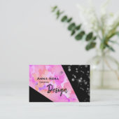 *～*抽象芸術グリッターモダンGeometric Pinkフローラ 名刺 (スタンド正面)