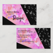 *～*抽象芸術グリッターモダンGeometric Pinkフローラ 名刺 (正面/裏面)