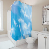 抽象芸術グリッターライトが青い背景に表示される。丸 シャワーカーテン (インサイチュ)