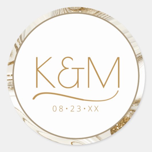 抽象芸術グリッター層のアイボリーID903 ラウンドシール (正面)