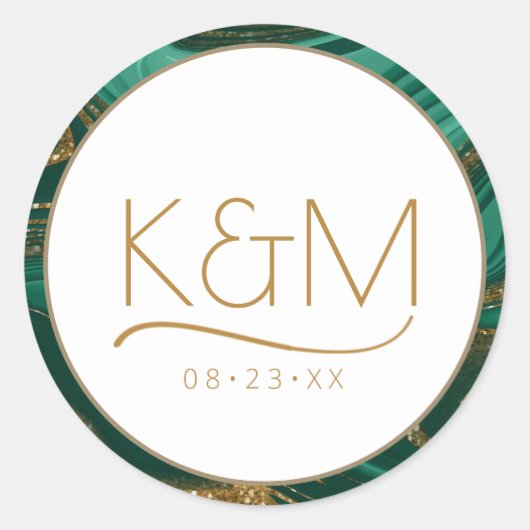 抽象芸術グリッター層の結婚緑ID903 ラウンドシール (正面)