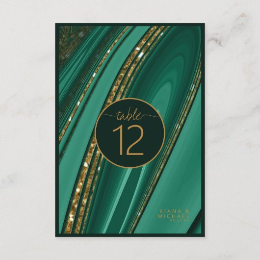 抽象芸術グリッター層テーブル番号Green ID903 招待状 (裏面)