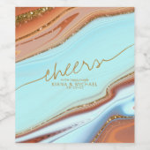 抽象芸術グリッター層応援スカイブルーID903 ワインラベル (シングルラベル)