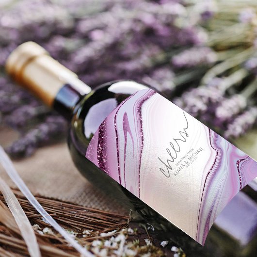 抽象芸術グリッター層応援薄紫/Wht ID903 ワインラベル