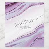 抽象芸術グリッター層応援薄紫/Wht ID903 ワインラベル (シングルラベル)