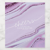 抽象芸術グリッター層応援薄紫ID903 ワインラベル (シングルラベル)