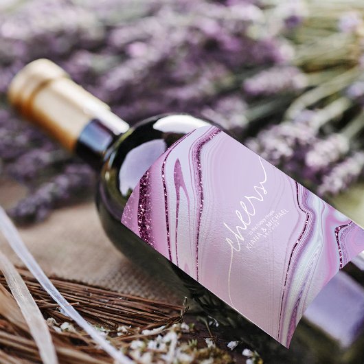 抽象芸術グリッター層応援薄紫ID903 ワインラベル