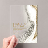 抽象芸術グリッター層結婚のアイボリーID903 アクリル招待状 (インサイチュ (ポータブル))