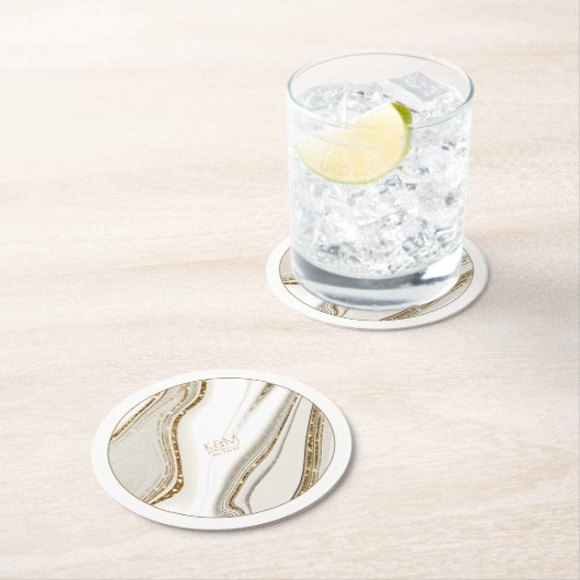 抽象芸術グリッター層結婚のアイボリーID903 ラウンドペーパーコースター (インサイチュ)