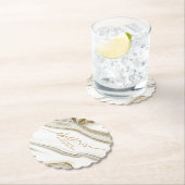 抽象芸術グリッター層結婚の応援アイボリーID903 ペーパーコースター (インサイチュ)