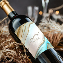 抽象芸術グリッター層結婚の応援ID903 ワインラベル