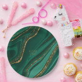 抽象芸術グリッター層結婚の緑ID903 ペーパープレート (パーティー)