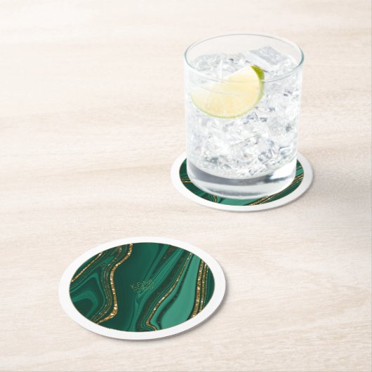 抽象芸術グリッター層結婚の緑ID903 ラウンドペーパーコースター (インサイチュ)