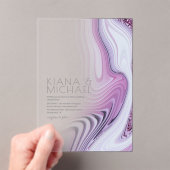 抽象芸術グリッター層結婚の薄紫ID903 アクリル招待状 (インサイチュ (ポータブル))